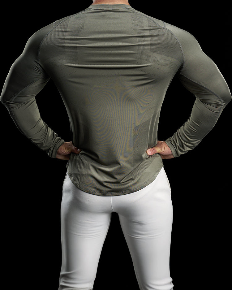 Reflective Performance Long Sleeve Tee Crew Neck Quick Dry