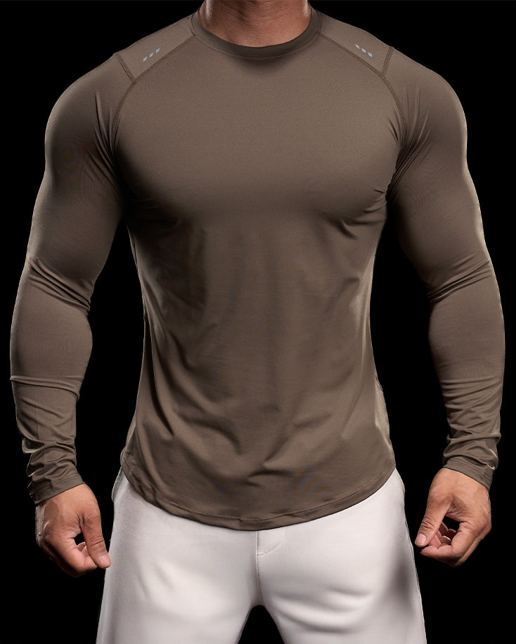 Reflective Performance Long Sleeve Tee Crew Neck Quick Dry