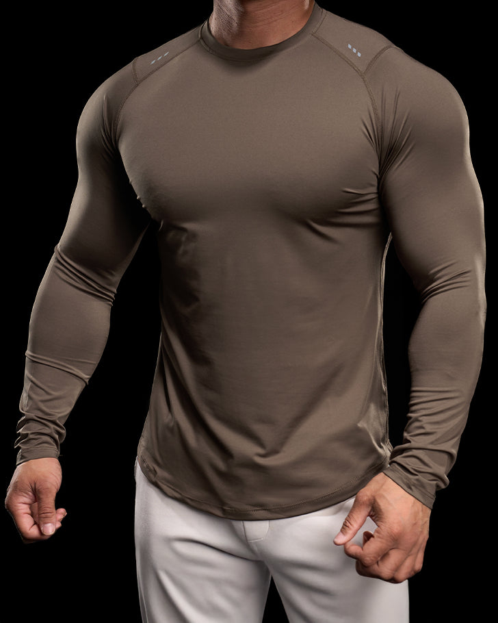 Reflective Performance Long Sleeve Tee Crew Neck Quick Dry