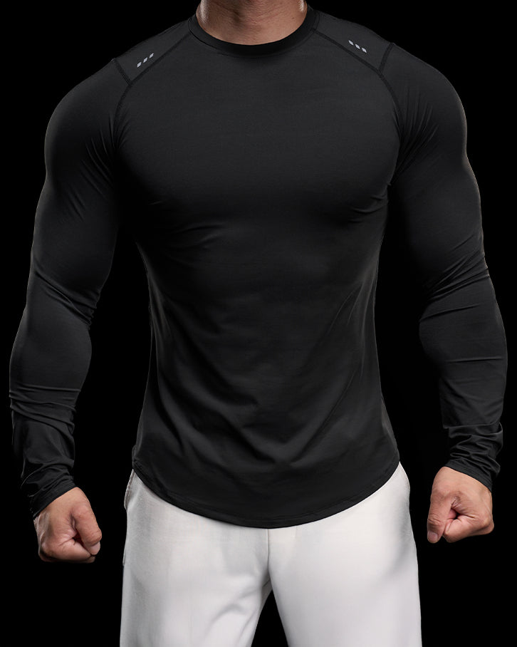 Reflective Performance Long Sleeve Tee Crew Neck Quick Dry