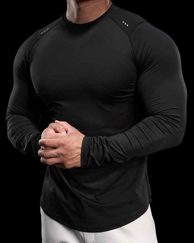 Reflective Performance Long Sleeve Tee Crew Neck Quick Dry