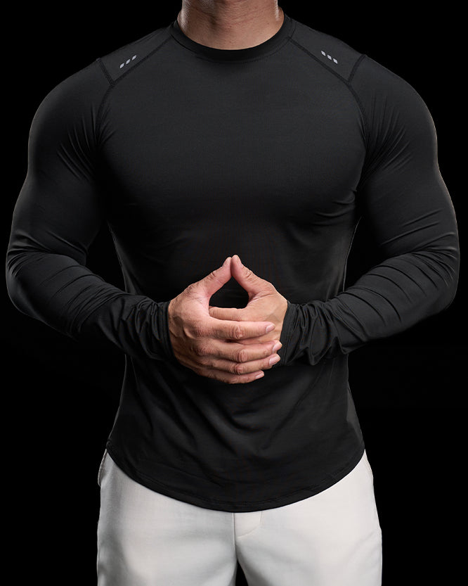 Reflective Performance Long Sleeve Tee Crew Neck Quick Dry