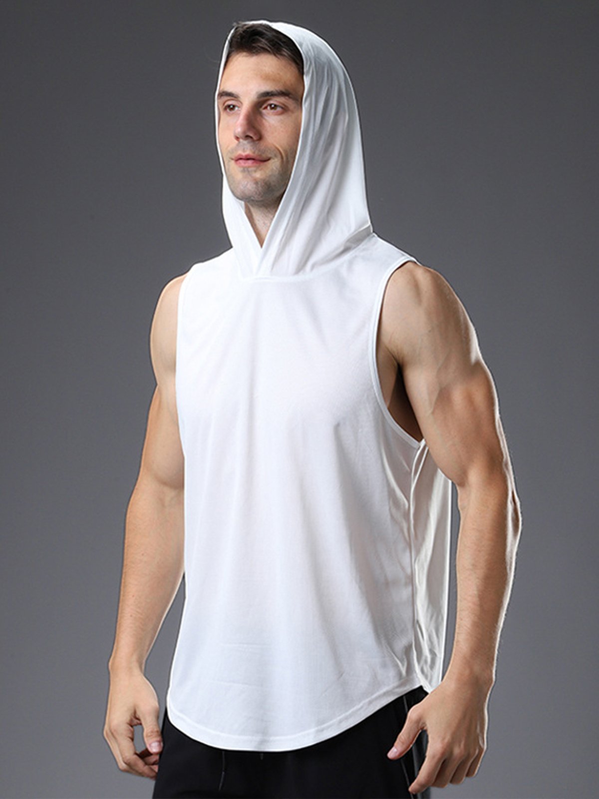 Workout Hooded Tank Curved Hem