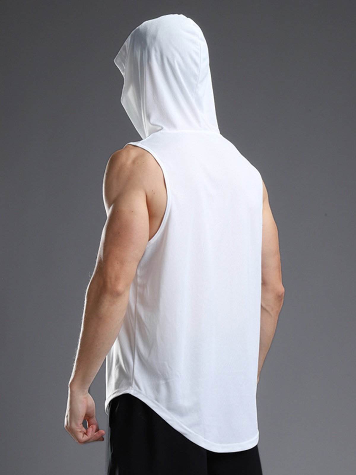 Workout Hooded Tank Curved Hem