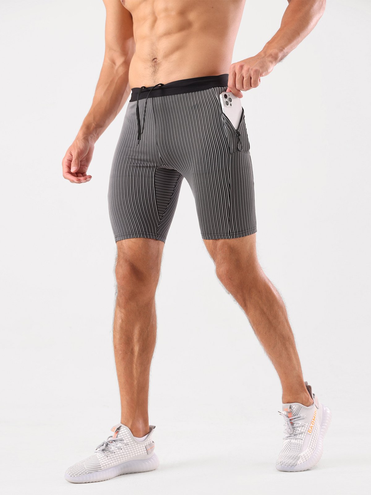 8" Pro Compression Lined Running Shorts with Zip Pockets