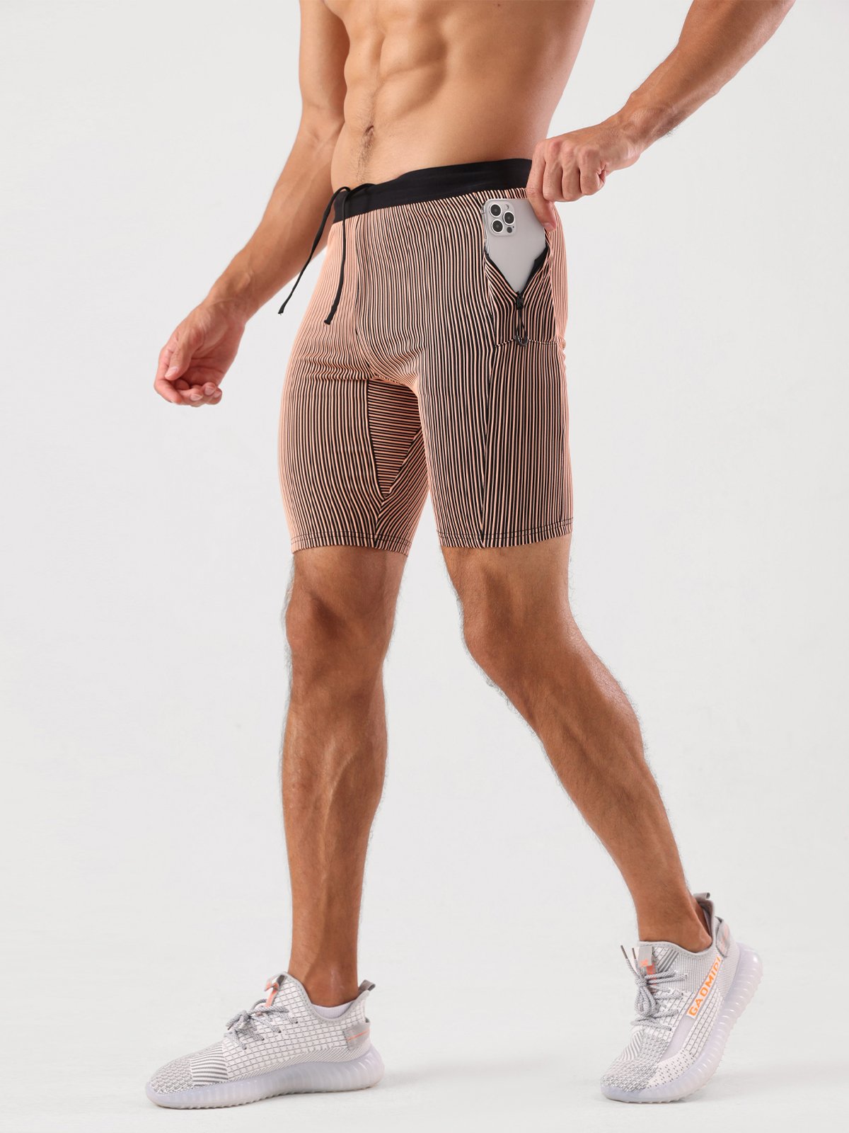 8" Pro Compression Lined Running Shorts with Zip Pockets