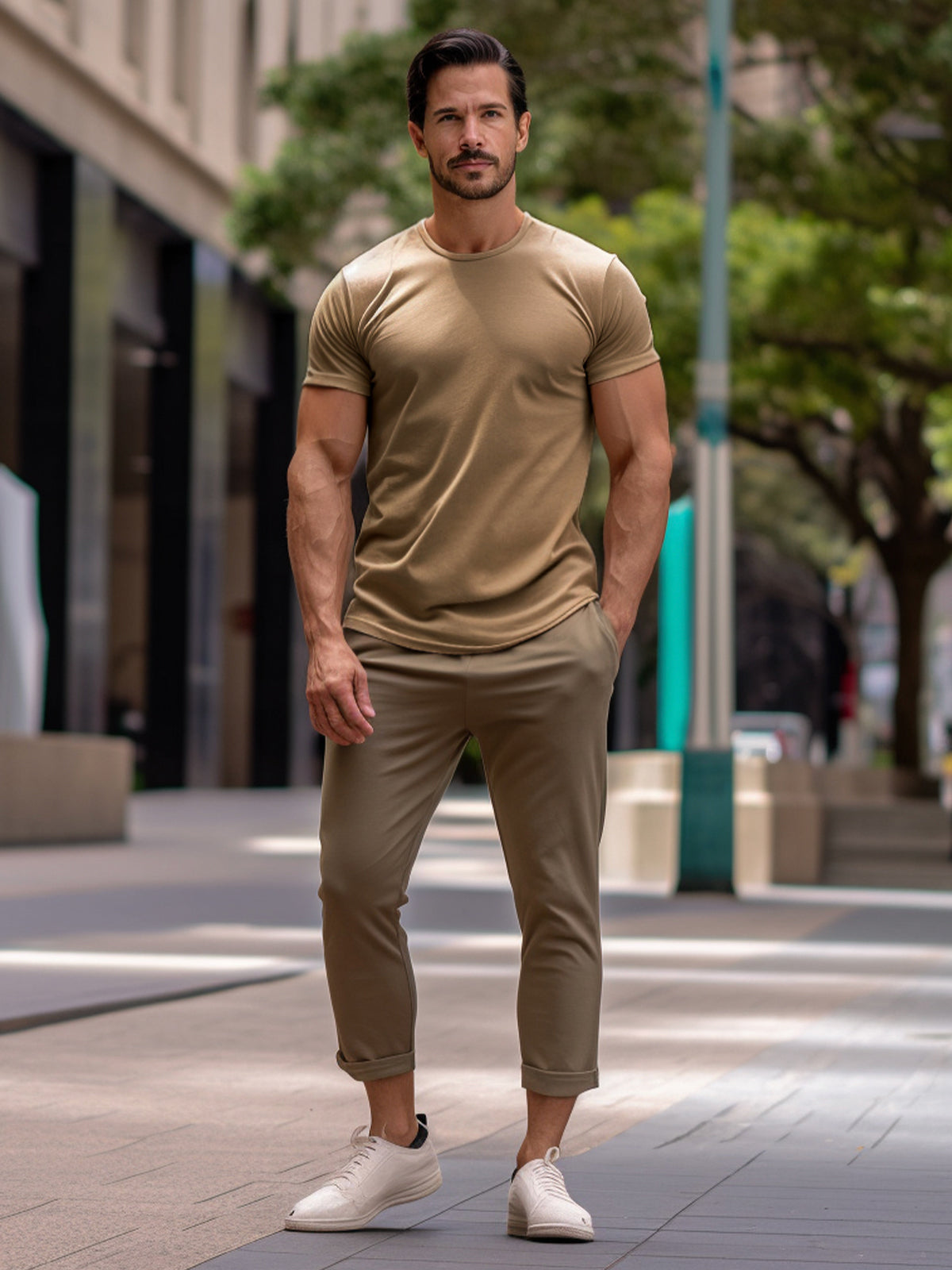 Men's Stain Resistant Curved Hem T-shirt Tech Cotton(Final Sale–No Return or Exchange)